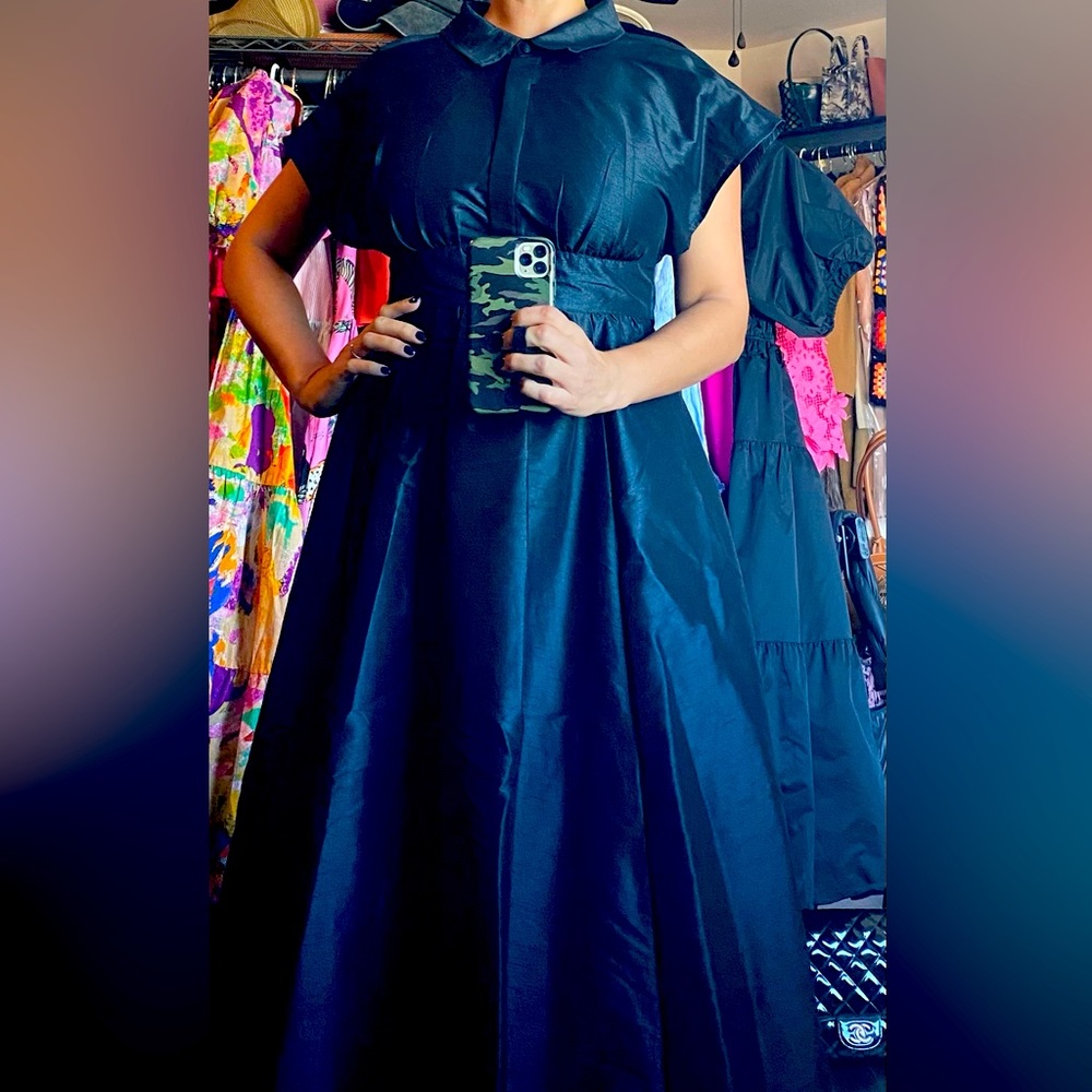 Black long dress, raw silk in black you can dress it up with bling accessories